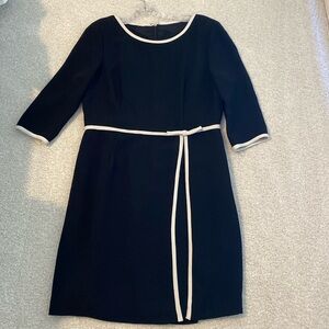 Virgo Petite Dress, black with ivory trim, 12P